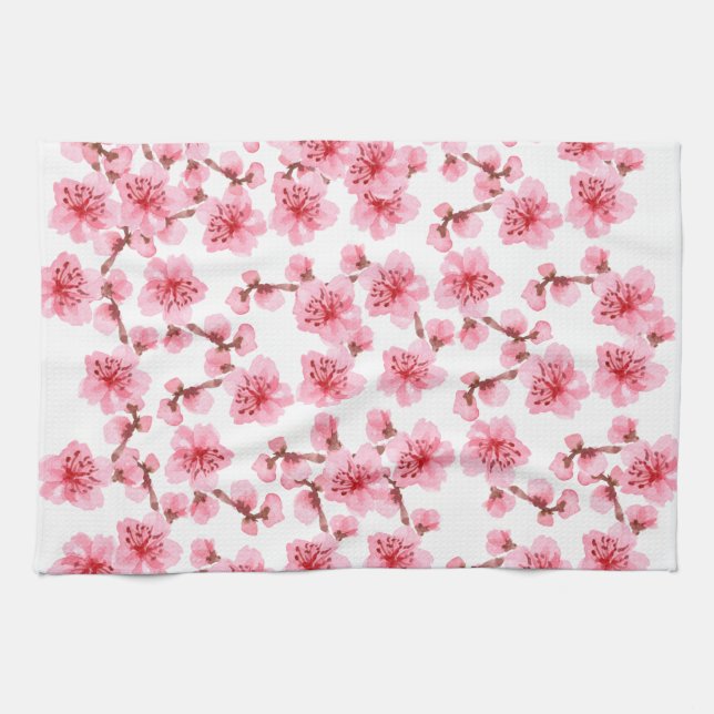 Cherry Blossom Garden Romantic Design Kitchen Towel (Horizontal)