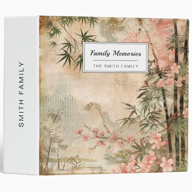 Cherry Blossom Garden Scene (1) 3 Ring Binder (Front/Spine)