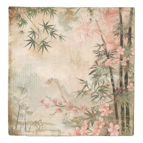 Cherry Blossom Garden Scene (1) Duvet Cover