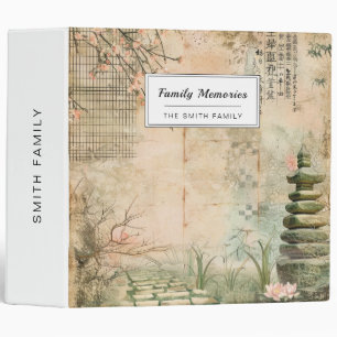 Cherry Blossom Garden Scene (2) 3 Ring Binder