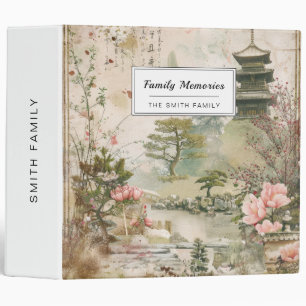 Cherry Blossom Garden Scene (3) 3 Ring Binder