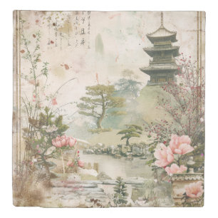 Cherry Blossom Garden Scene (3) Duvet Cover