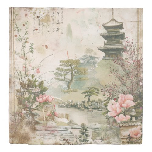 Cherry Blossom Garden Scene (3) Duvet Cover