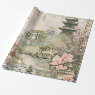 Cherry Blossom Garden Scene (3) Wrapping Paper