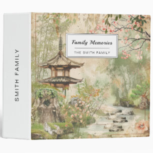 Cherry Blossom Garden Scene (4) 3 Ring Binder