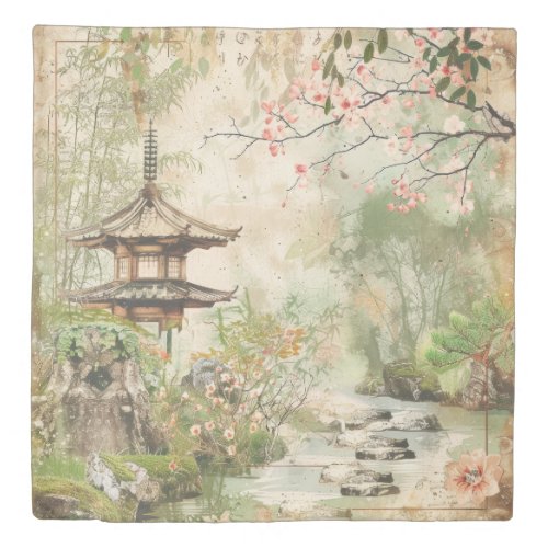 Cherry Blossom Garden Scene (4) Duvet Cover