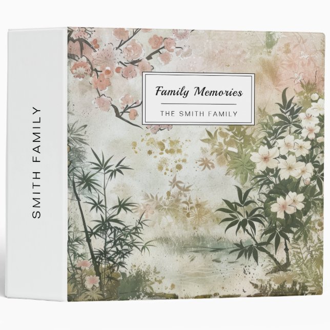 Cherry Blossom Garden Scene (6) 3 Ring Binder (Front/Spine)