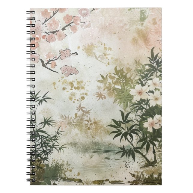 Cherry Blossom Garden Scene (6) Notebook (Front)