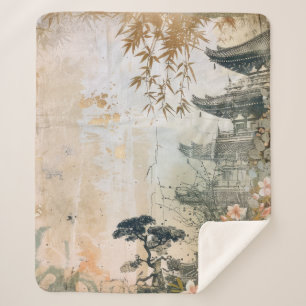 Cherry Blossom Garden Scene (7) Sherpa Blanket