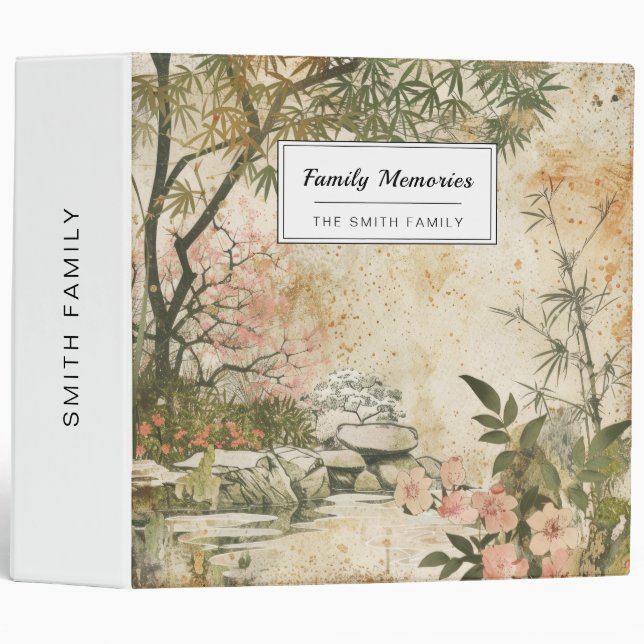 Cherry Blossom Garden Scene (8) 3 Ring Binder (Front/Spine)