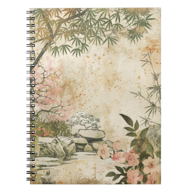 Cherry Blossom Garden Scene (8) Notebook (Front)