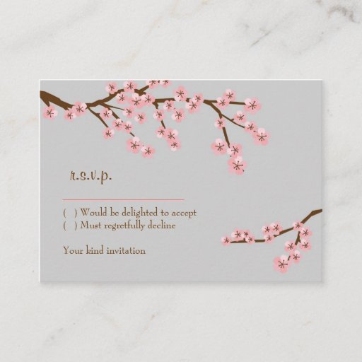 Customizable Cherry Blossom Garden Wedding RSVP Card Business Card
