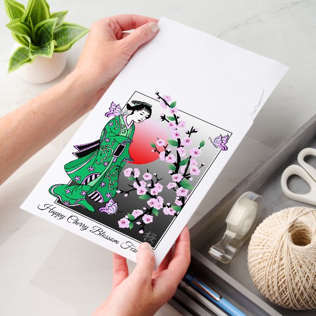 Cherry Blossom - Geisha Butterfly 3 Envelope Mailers (Desk)