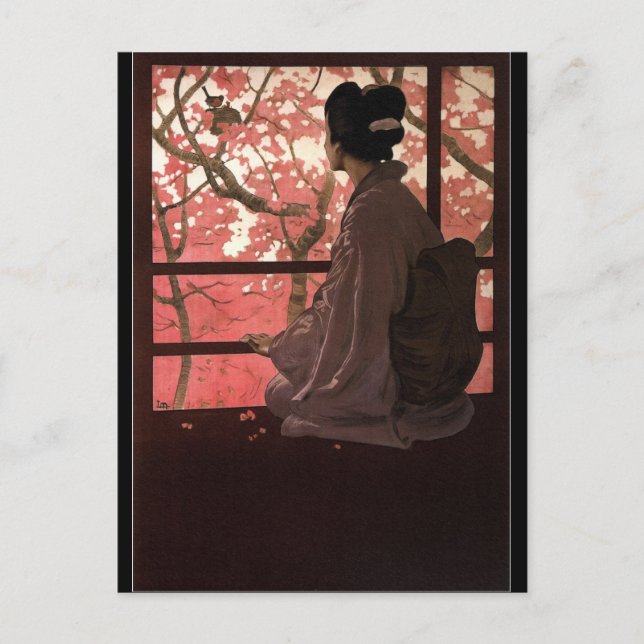 CHERRY BLOSSOM GEISHA POSTCARD (Front)