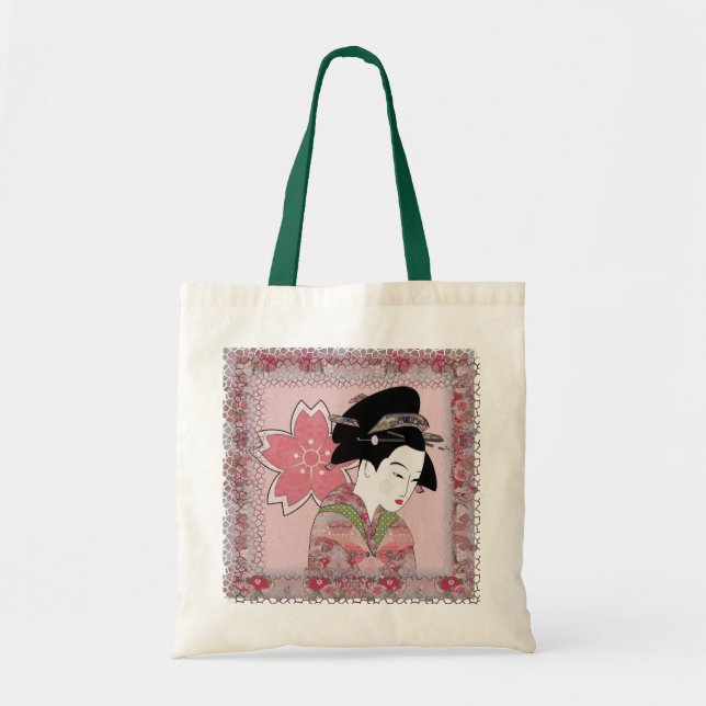 Cherry Blossom Geisha Tote Bag (Front)