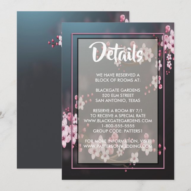 Cherry Blossom Geometric Floral Enclosure Invitation (Front/Back)