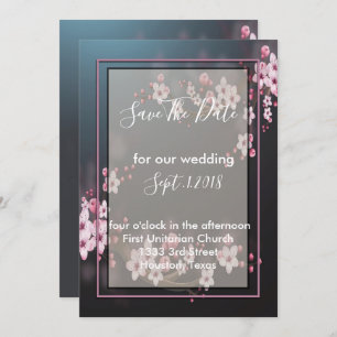 Cherry Blossom Geometric Floral save the date Invitation