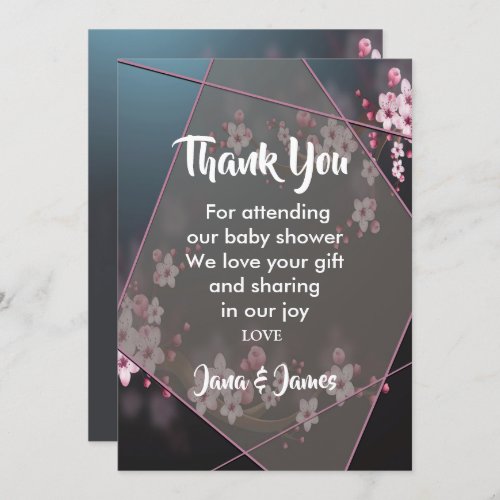 Cherry Blossom Geometric Floral thank you Invitation