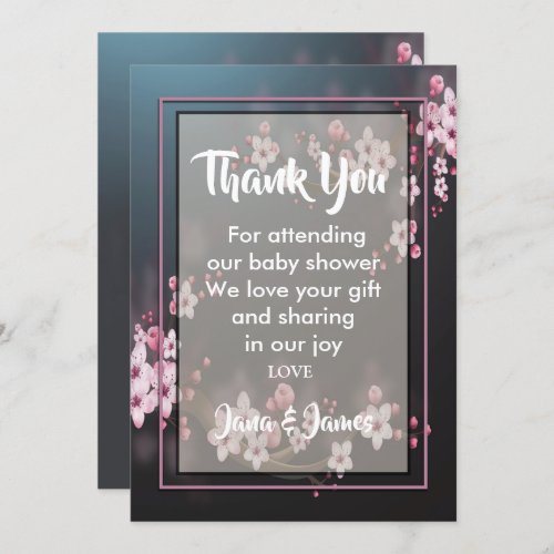 Cherry Blossom Geometric Floral thank you Invitation