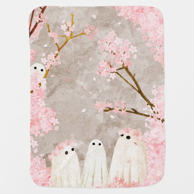 Cherry Blossom Ghosts Baby Blanket (Front)