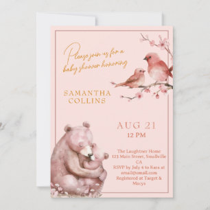 Cherry Blossom Girl Woodland Baby Shower Invitation