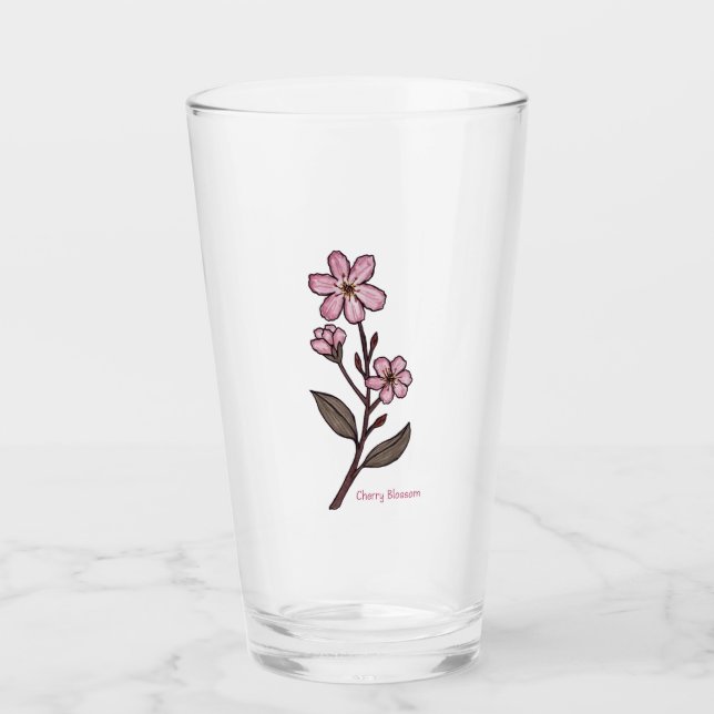 Cherry Blossom Glass Tumbler (Front)