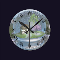 Cherry Blossom Globe Clock