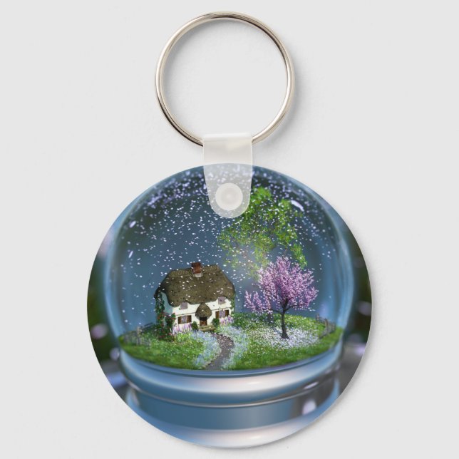 Cherry Blossom Globe Keychain (Front)