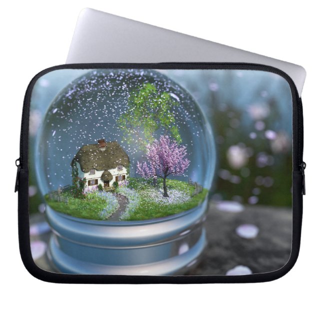 Cherry Blossom Globe Laptop Sleeve (Front)