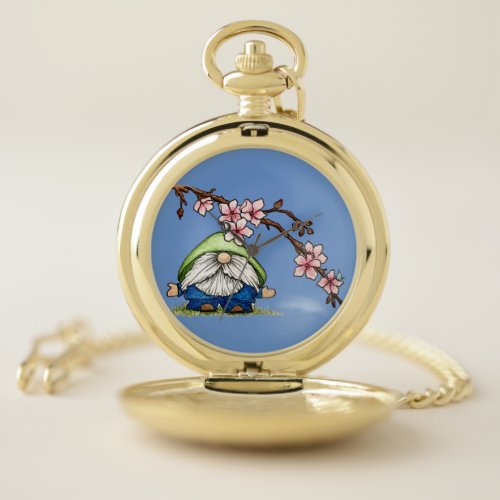 Cherry Blossom Gnome Pocket Watch