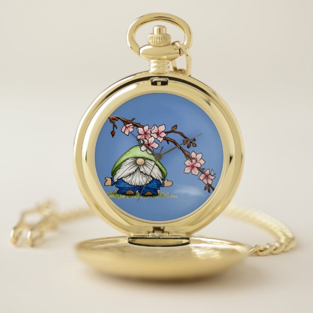 Cherry Blossom Gnome Pocket Watch (Inside)
