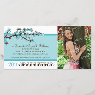 Cherry Blossom Graduation Announcement (aqua)