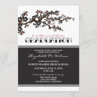 Cherry Blossom Graduation Announcement (black)