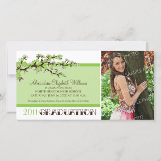 Cherry Blossom Graduation Announcement (green)