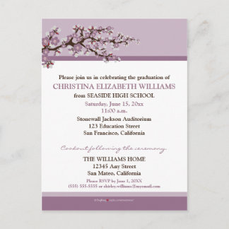 Cherry Blossom Graduation Announcement (purple)
