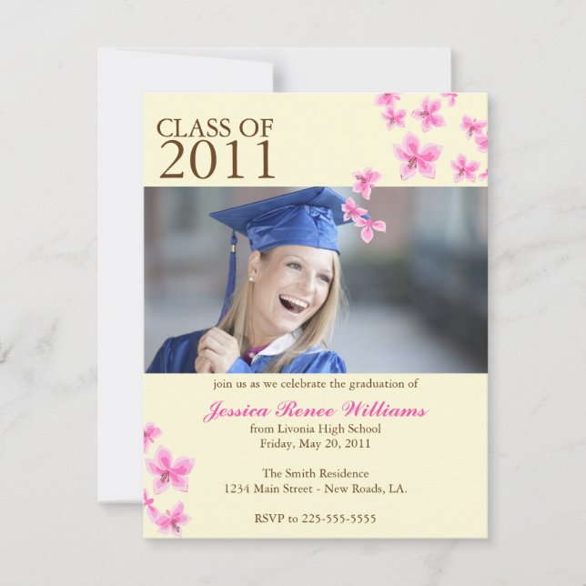 Cherry Blossom Graduation Invitation (Front)