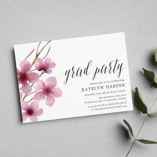 Cherry Blossom  Graduation Party Invitation