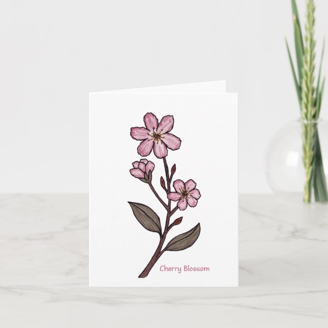 Cherry Blossom Greetings Card (Front)