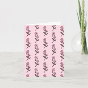 Cherry Blossom Greetings Card - Pink Pattern
