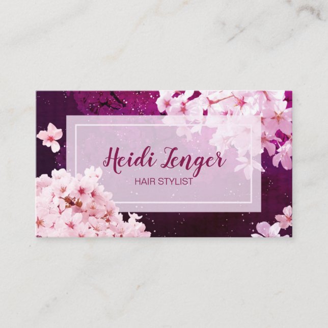 Cherry Blossom Hair Stylist Business Card (Front)