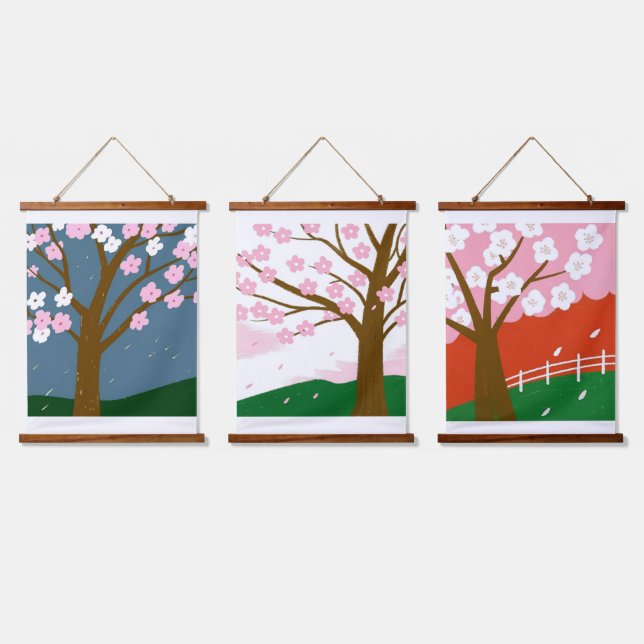 Cherry Blossom Hanging Tapestry (Triple)