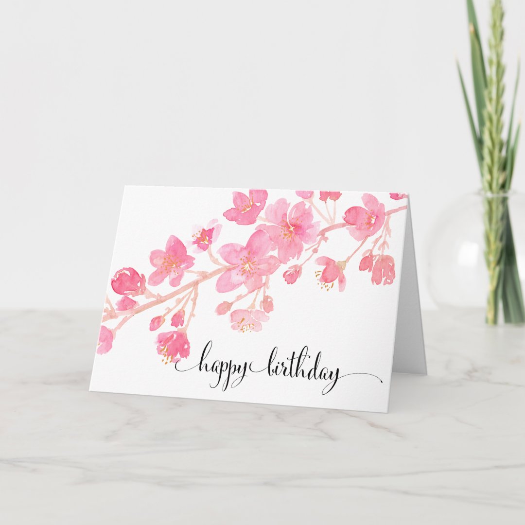 Cherry Blossom Happy Birthday Card | Zazzle