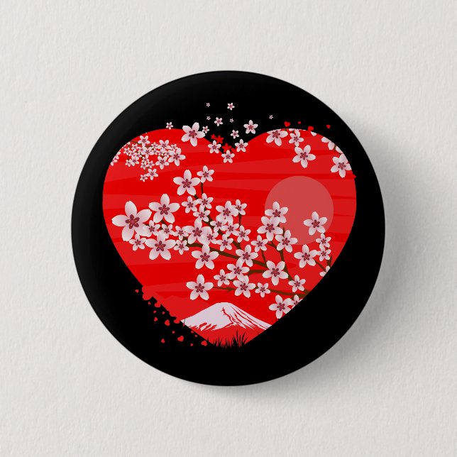Cherry Blossom Heart Button (Front)