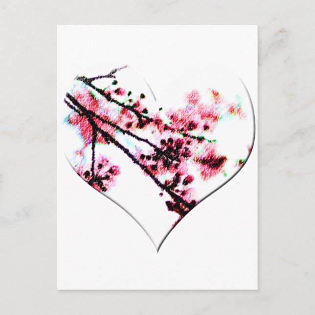 Cherry Blossom Heart Postcard (Front)