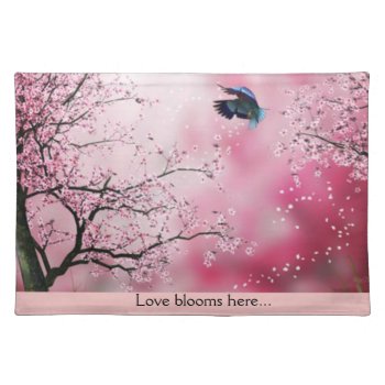 Cherry Blossom Hummingbird Placemats by Godsblossom at Zazzle