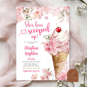 Cherry Blossom Ice Cream Scooped Bridal Shower Invitation