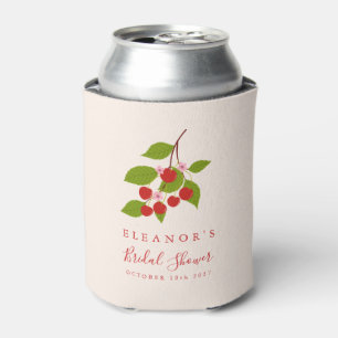Cherry Blossom Illustrated Cream Bridal Shower Can Cooler