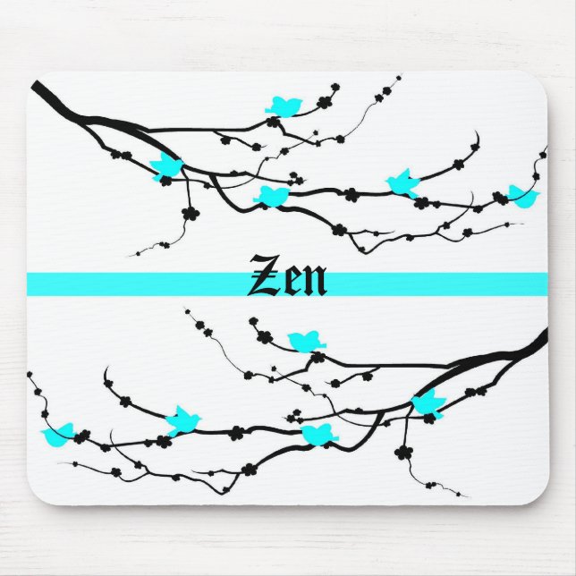 Cherry Blossom in Bright Powder Blue & Zen Mouse Pad (Front)