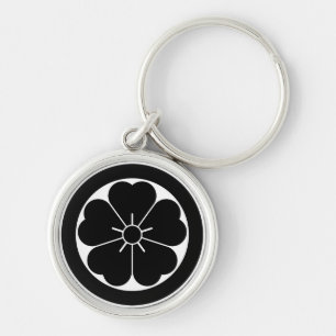 Cherry blossom in circle keychain