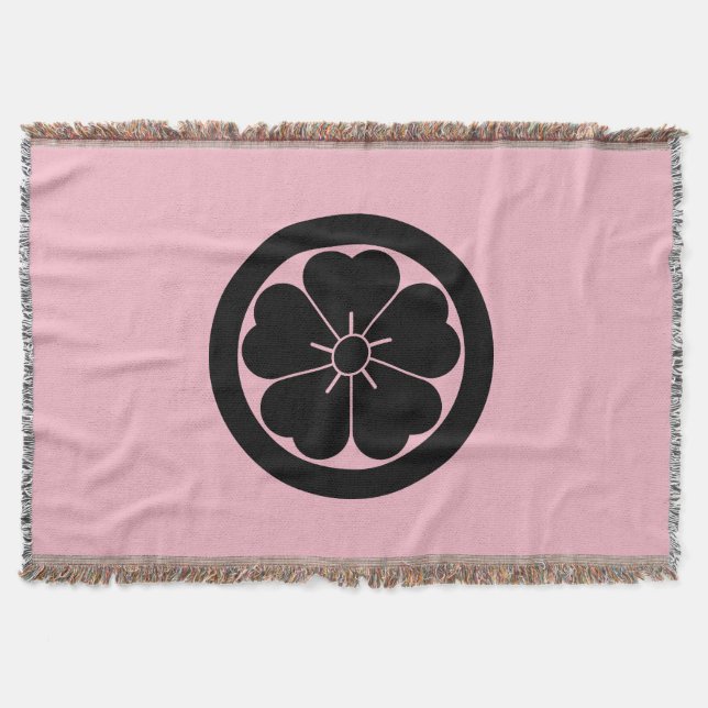 Cherry blossom in circle throw blanket (Front)